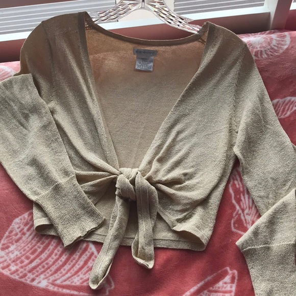 WORTHINGTON HOLIDAY GOLD FRONT TIE TOP SMALL - Picture 5 of 7